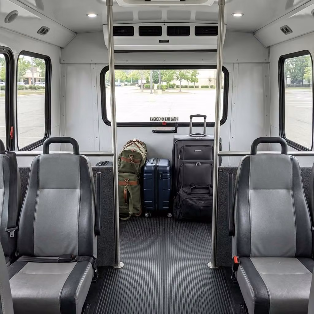 atascadero 28 passenger minibus luggage area