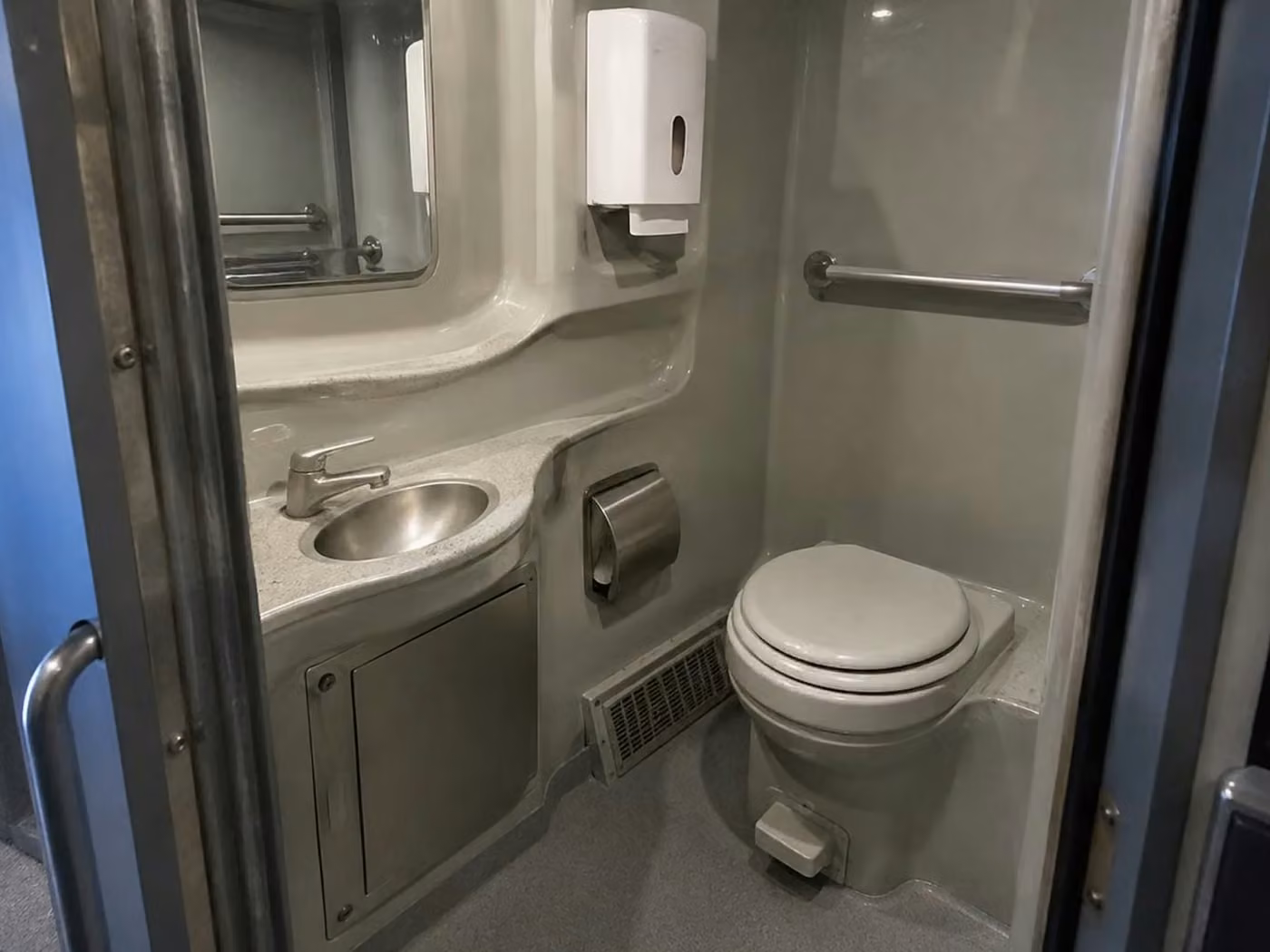 atascadero 56 passenger charter bus onboard restroom