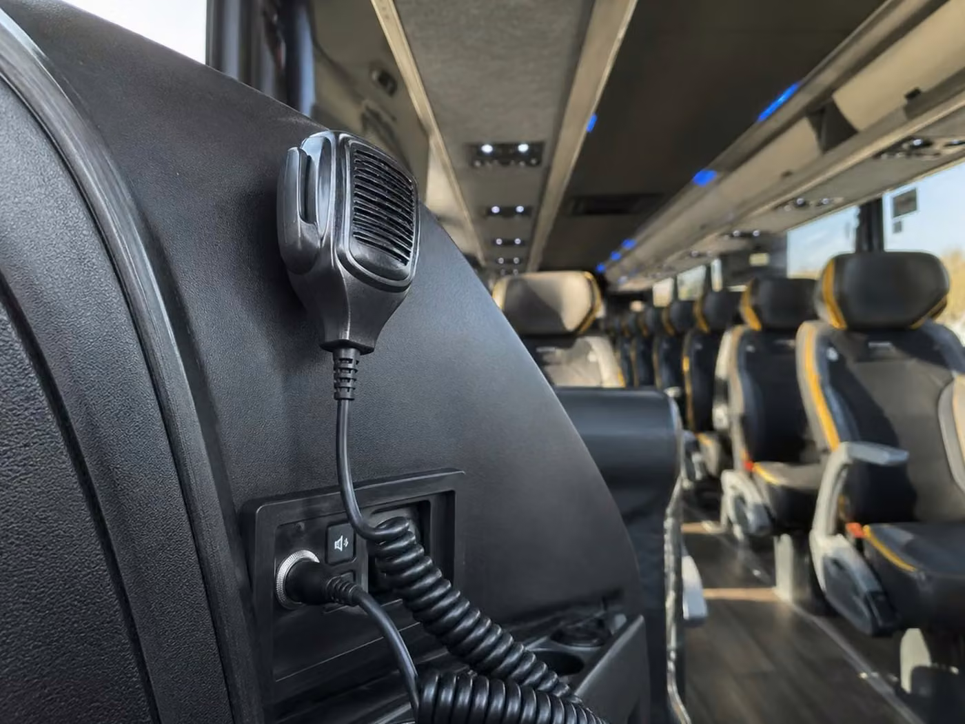 atascadero 56 passenger charter bus pa system